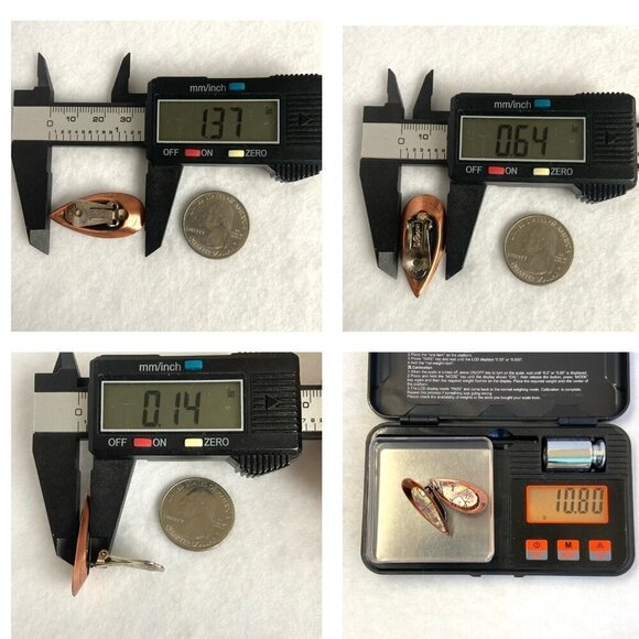 VTG Signed Renoir Matisse Copper Modernist Enamel Teardrop Clip On Earrings - Picture 10 of 16